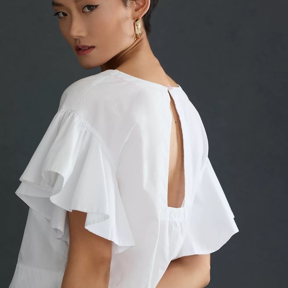 NWOT Maeve Flutter-Sleeve Top by Anthropologie in sz Medium - Picture 2 of 11